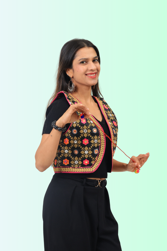 Women’s Navratri Special Embroidered Mirror Work Jacket – Gujarati Kutchi Koti