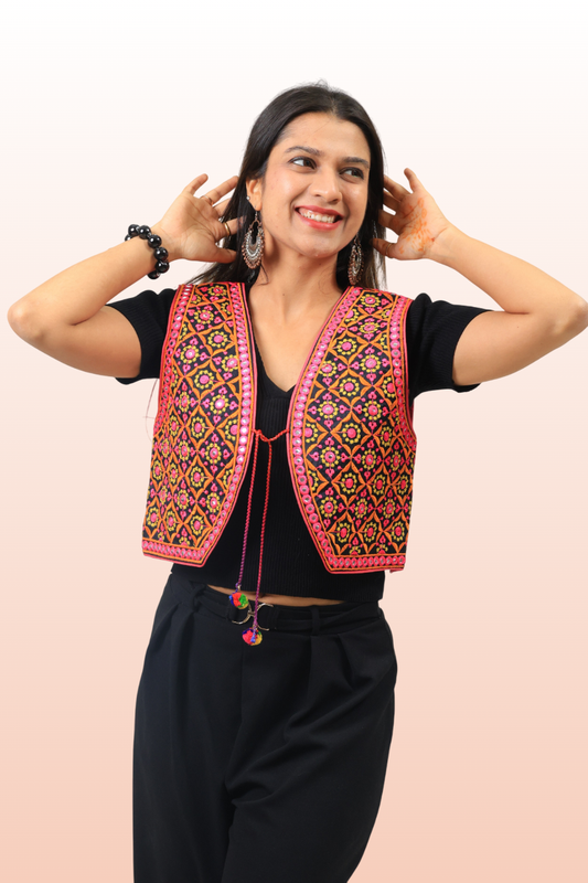 Elegant Kutchi Mirror Work Festival Jacket – Navratri Garba Dance Wear