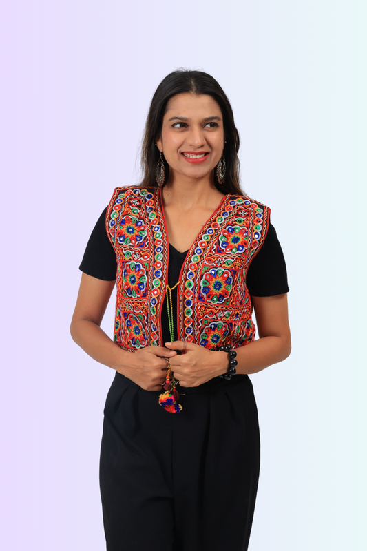 Navratri Embroidered Mirror Work Koti for Women – Festival Jacket