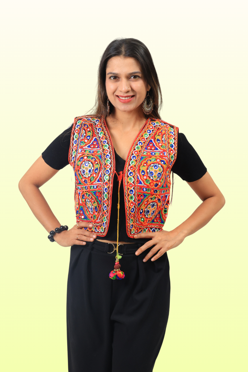 Colorful Kutchi Embroidery Mirror Jacket – Navratri Special Garba Wear