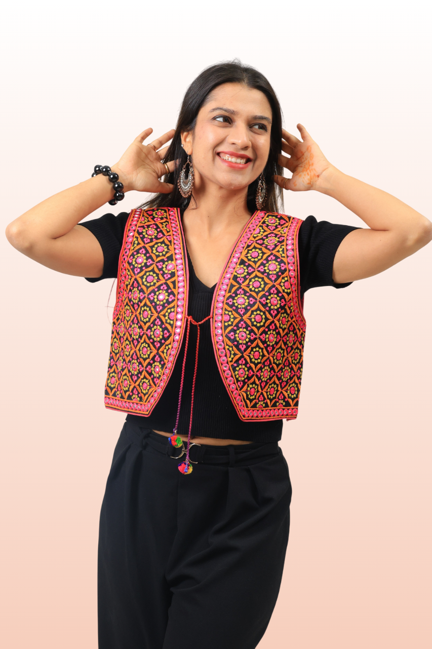 Elegant Kutchi Mirror Work Festival Jacket – Navratri Garba Dance Wear
