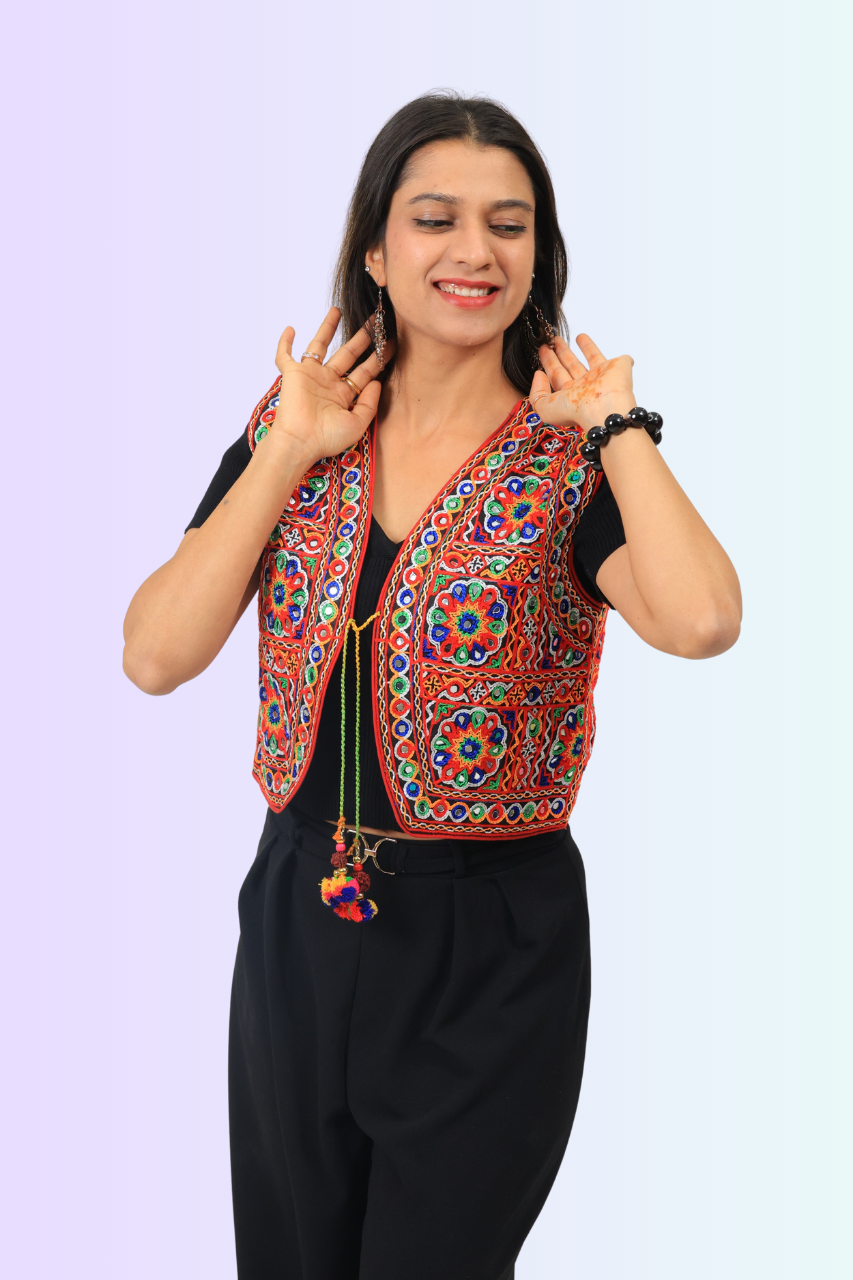 Navratri Embroidered Mirror Work Koti for Women – Festival Jacket