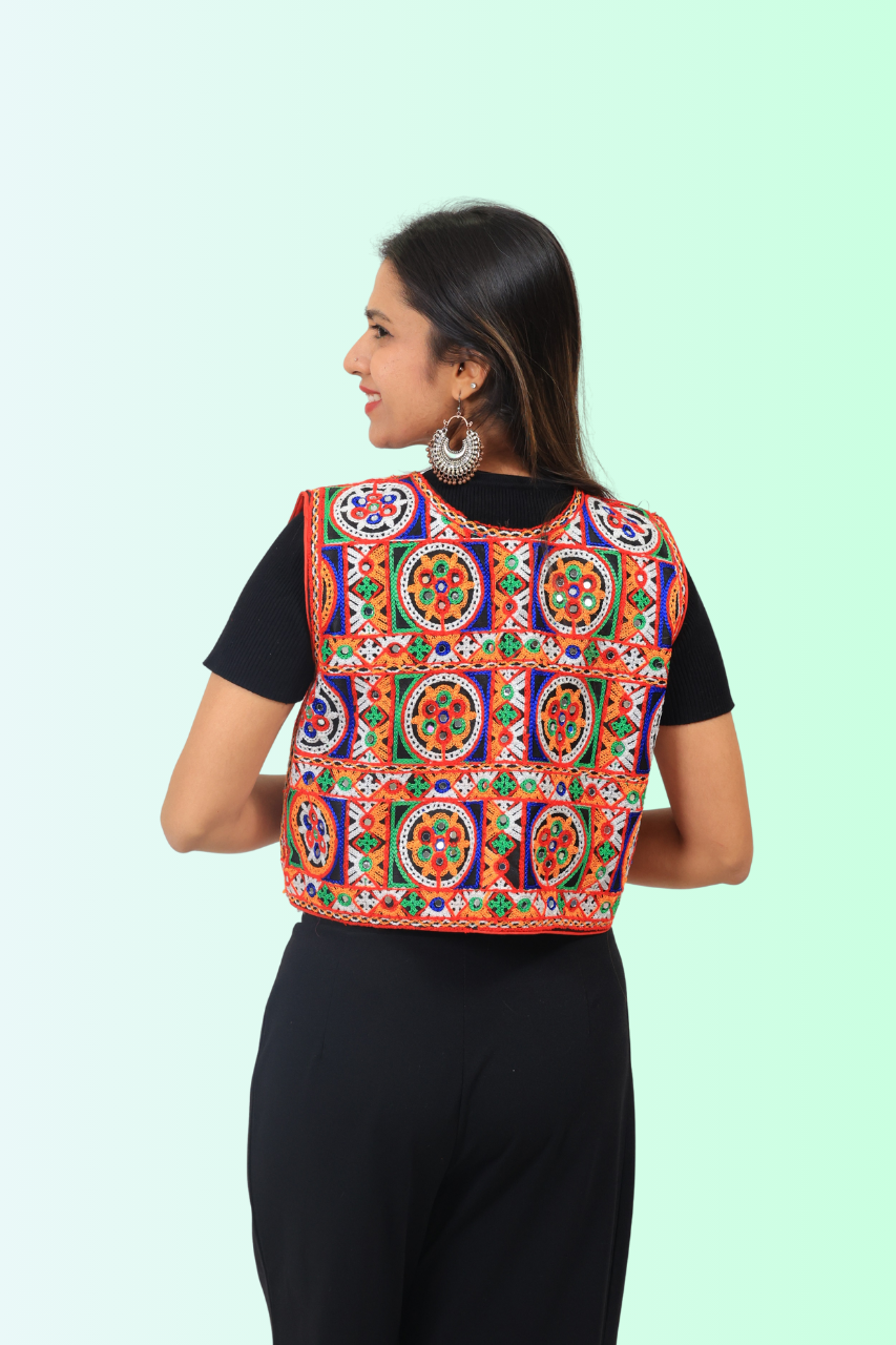 Handcrafted Navratri Mirror Work Koti – Ethnic Gujarati Festival Jacket