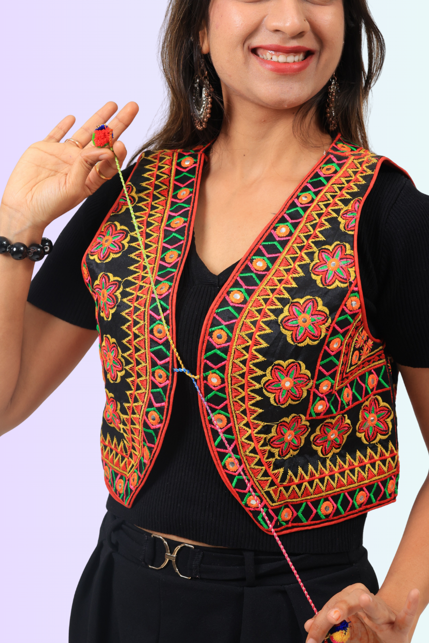 Classic Kutchi Mirror Work Koti – Embroidered Jacket for Garba & Dandiya Nights