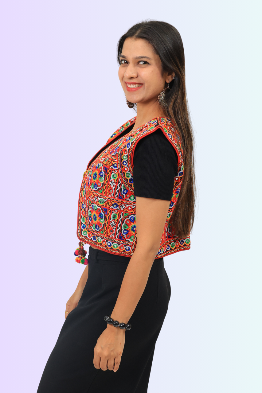 Navratri Embroidered Mirror Work Koti for Women – Festival Jacket