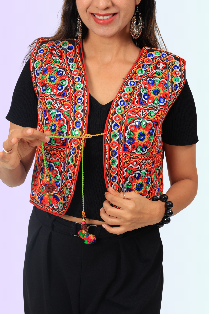 Navratri Embroidered Mirror Work Koti for Women – Festival Jacket