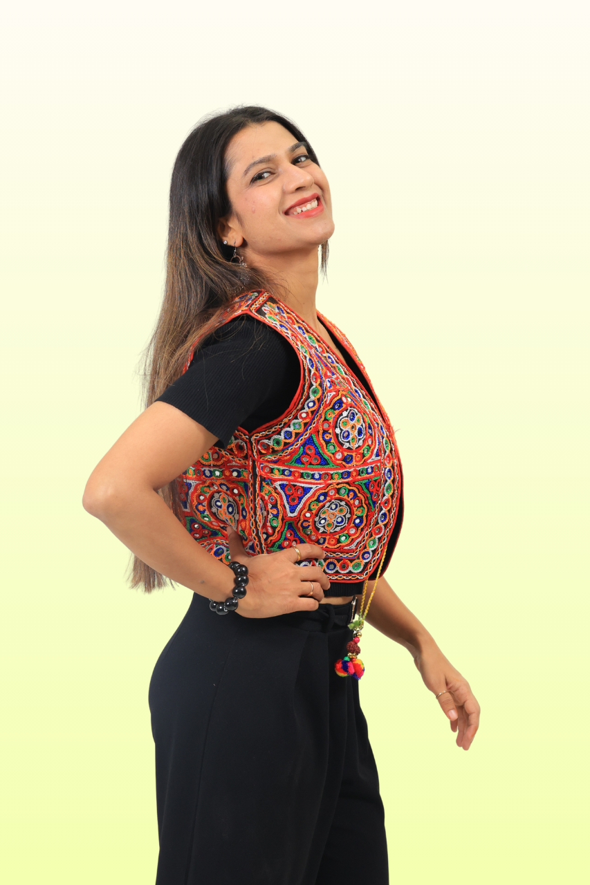 Colorful Kutchi Embroidery Mirror Jacket – Navratri Special Garba Wear