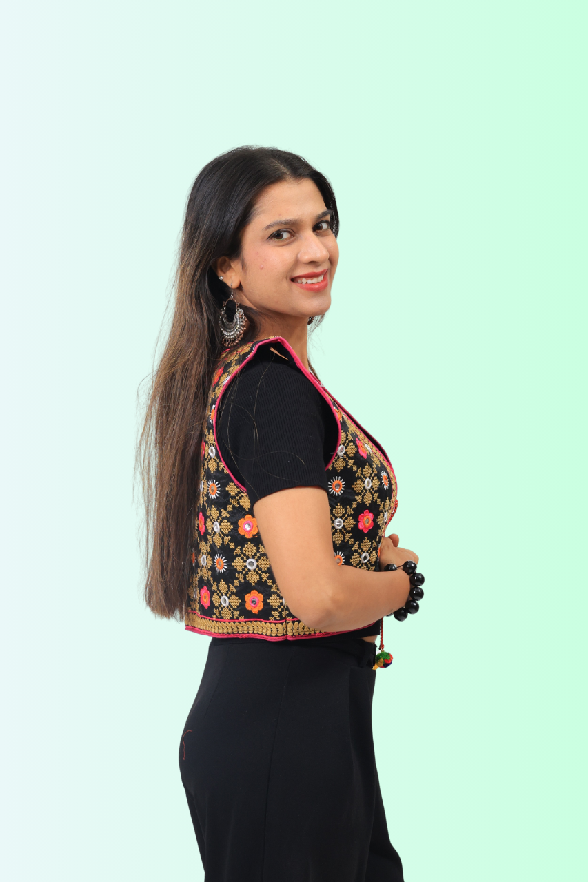 Women’s Navratri Special Embroidered Mirror Work Jacket – Gujarati Kutchi Koti