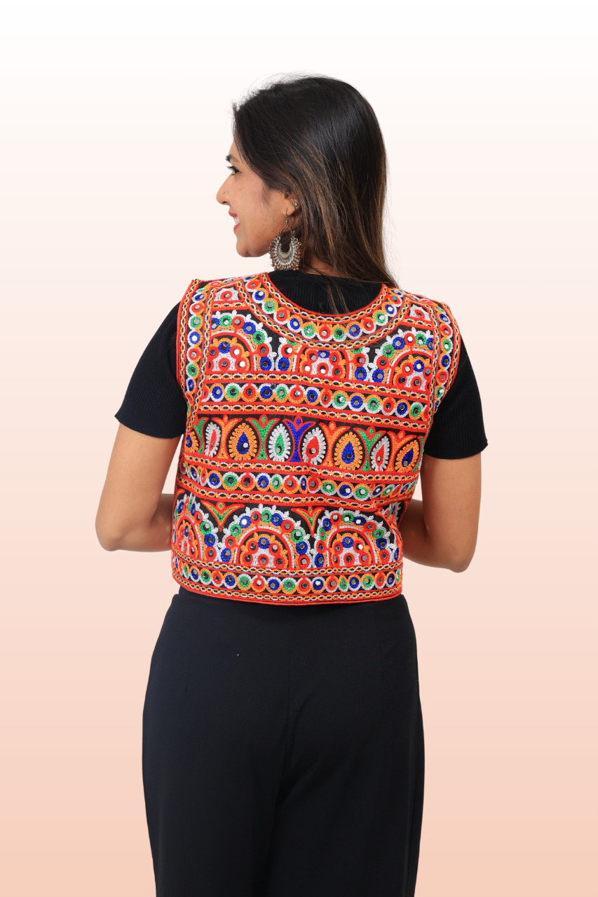 Designer Kutchi Mirror Work Embroidered Jacket for Navratri & Cultural Events