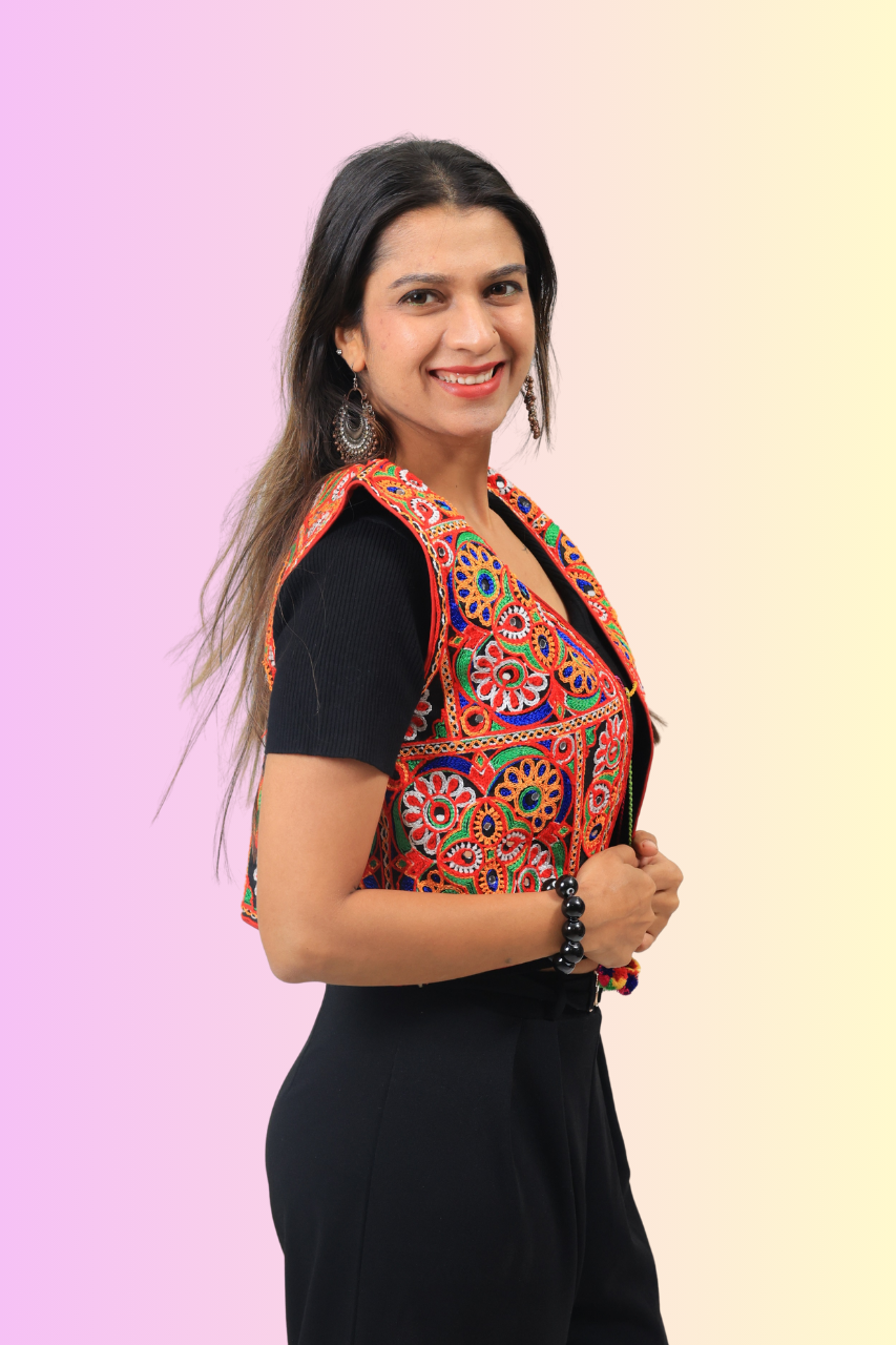 Traditional Gujarati Mirror Work Koti – Embroidered Festival Jacket for Women