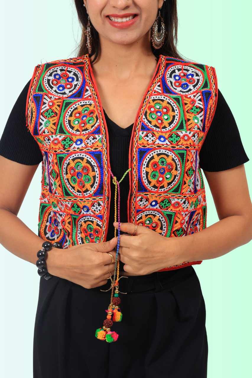 Handcrafted Navratri Mirror Work Koti – Ethnic Gujarati Festival Jacket