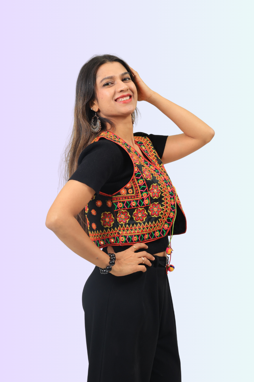 Classic Kutchi Mirror Work Koti – Embroidered Jacket for Garba & Dandiya Nights