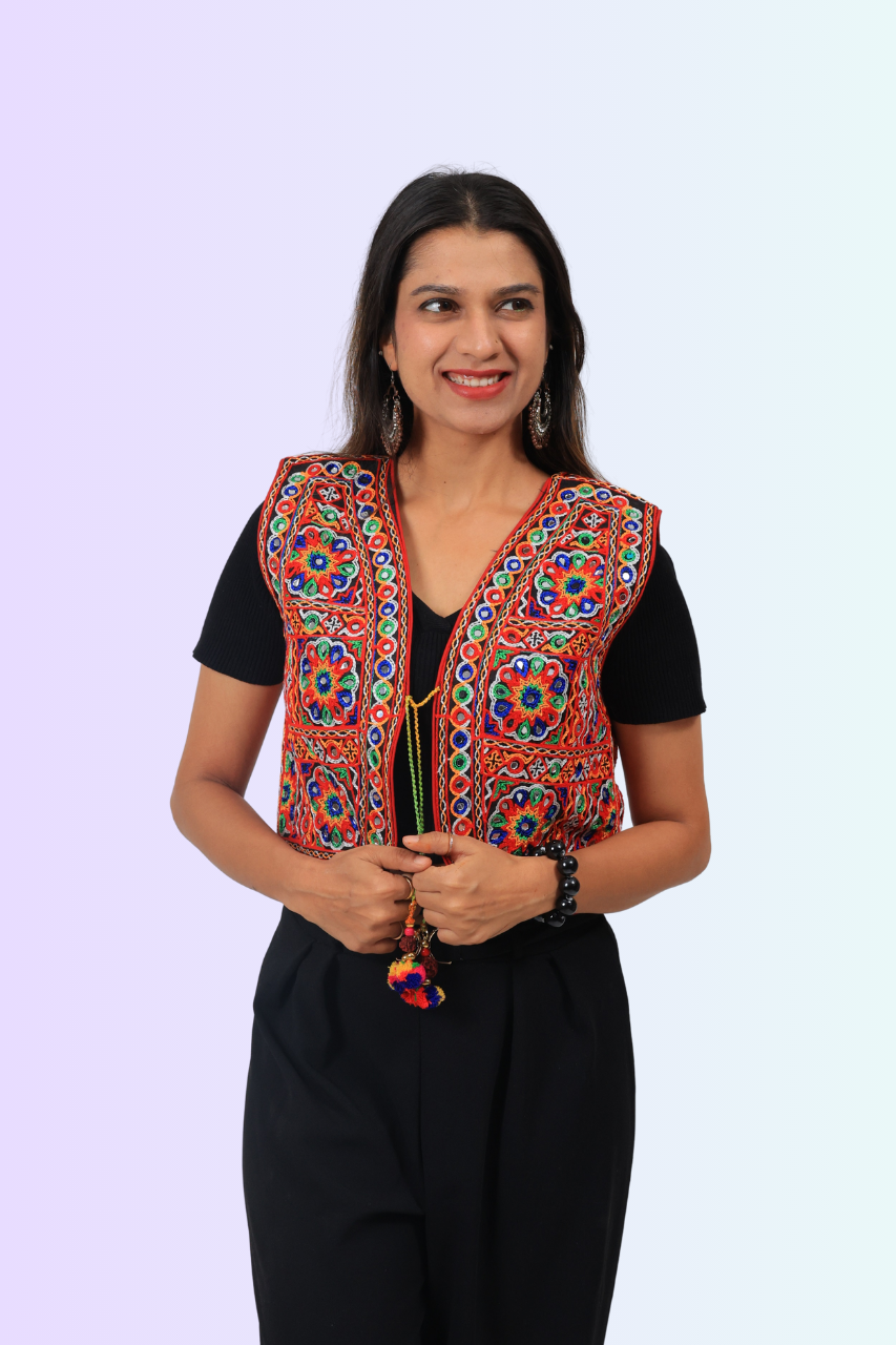 Navratri Embroidered Mirror Work Koti for Women – Festival Jacket