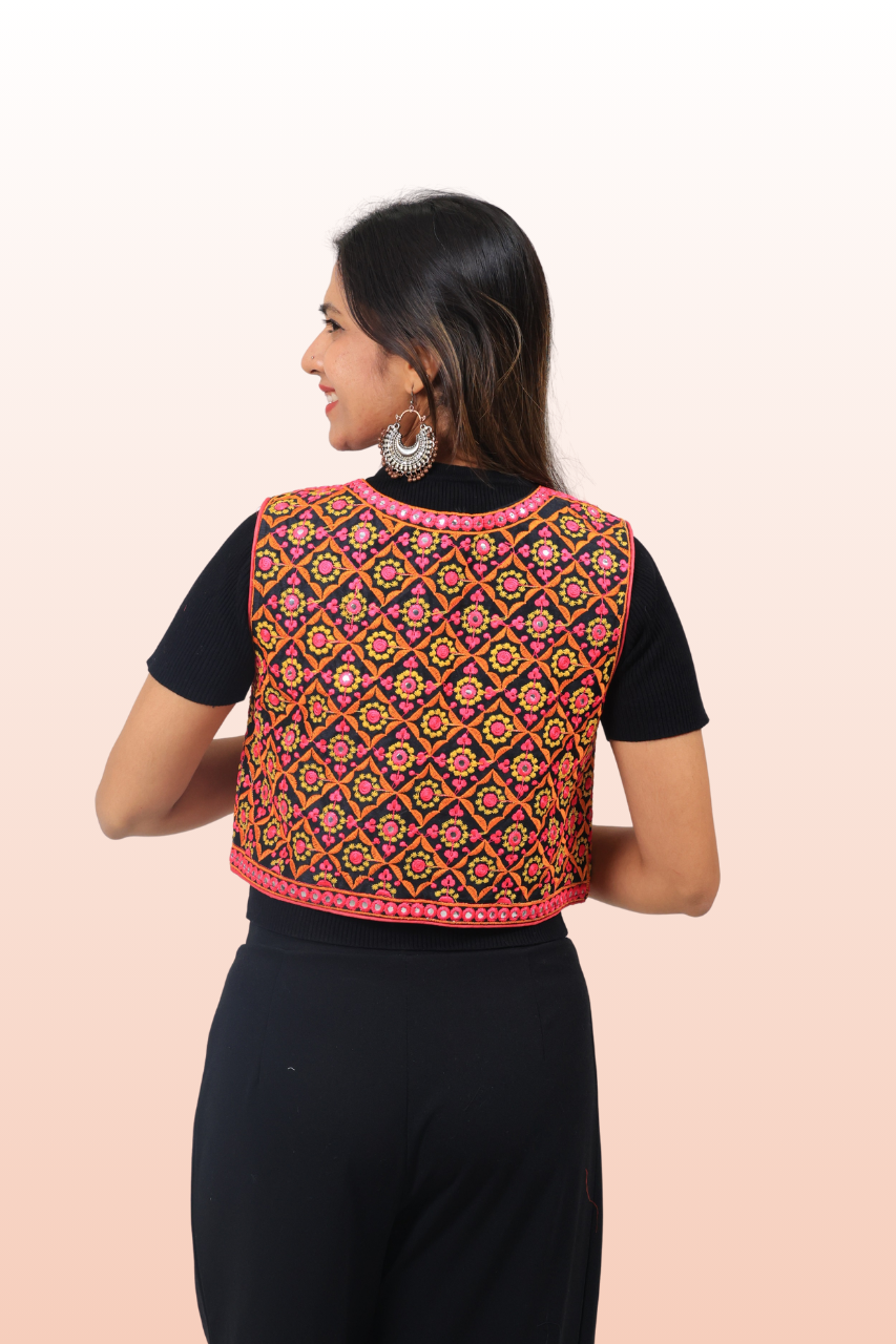 Elegant Kutchi Mirror Work Festival Jacket – Navratri Garba Dance Wear