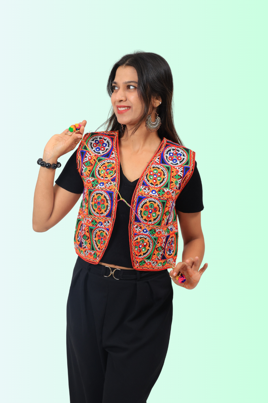 Handcrafted Navratri Mirror Work Koti – Ethnic Gujarati Festival Jacket