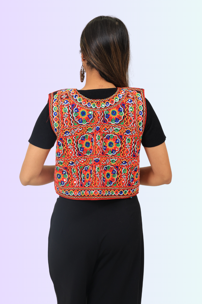 Navratri Embroidered Mirror Work Koti for Women – Festival Jacket