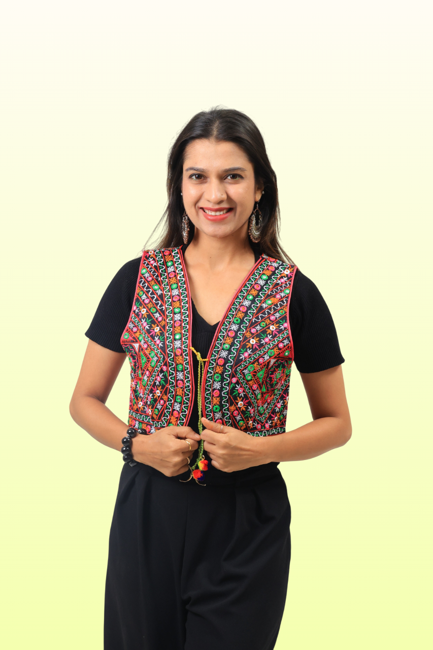 Vibrant Kutchi Mirror Work Jacket – Embroidered Navratri Festival Outfit