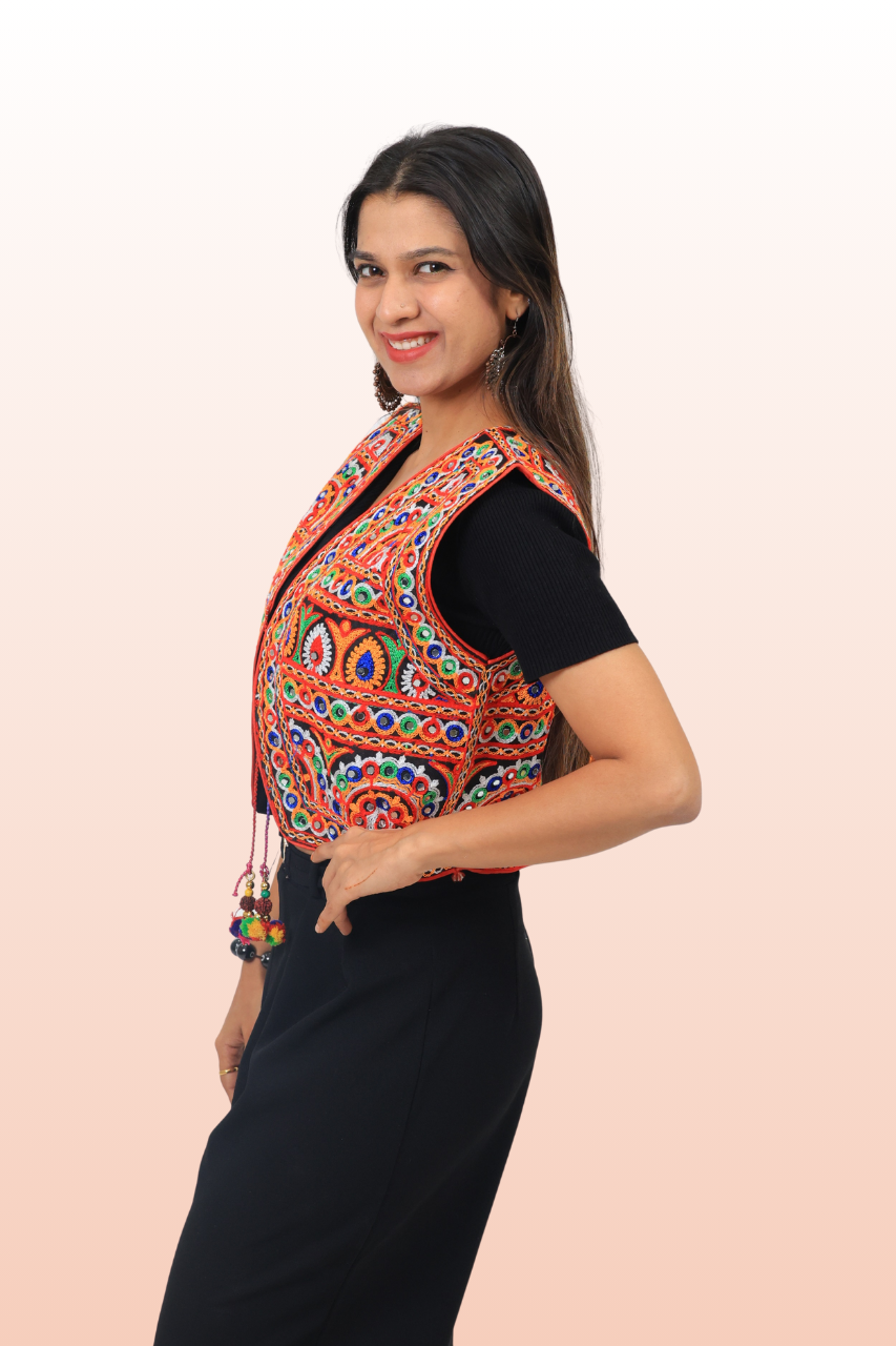 Designer Kutchi Mirror Work Embroidered Jacket for Navratri & Cultural Events