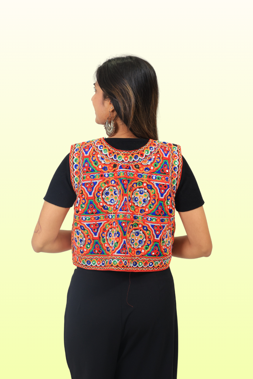 Colorful Kutchi Embroidery Mirror Jacket – Navratri Special Garba Wear