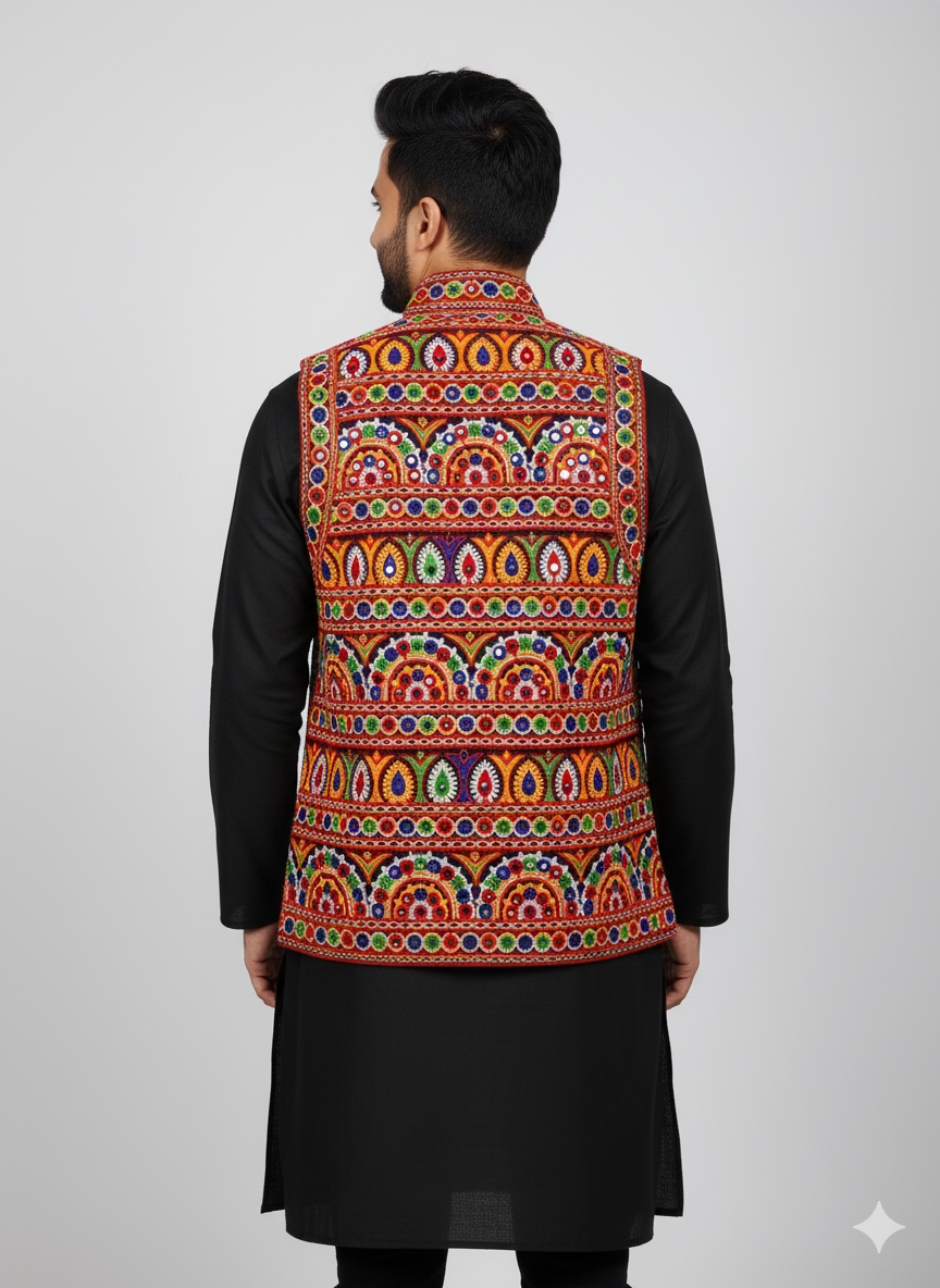 Handcrafted Gujarati Mirror Work Jacket For Couple-Navratri With Your Love
