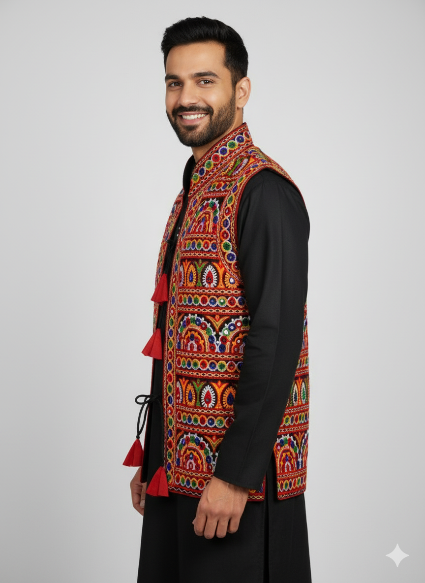 Handcrafted Gujarati Mirror Work Jacket For Couple-Navratri With Your Love