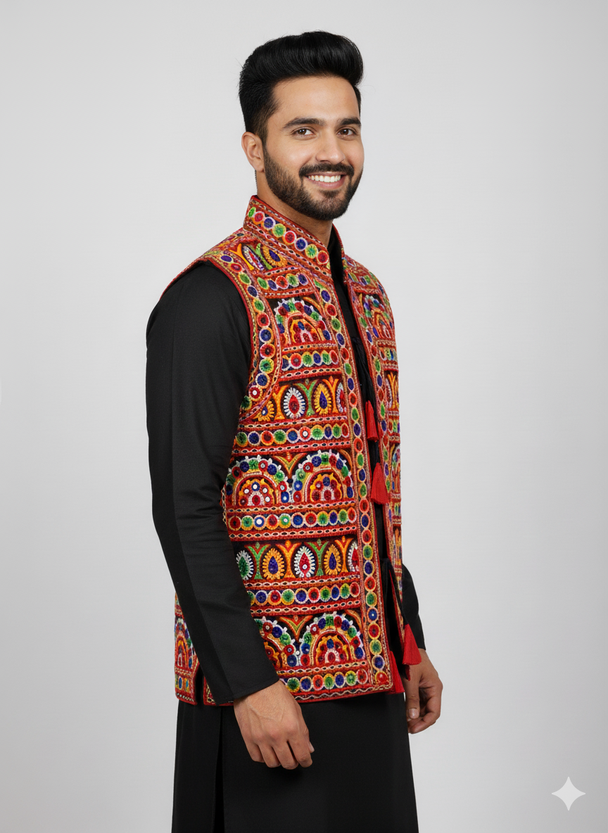 Handcrafted Gujarati Mirror Work Jacket For Couple-Navratri With Your Love