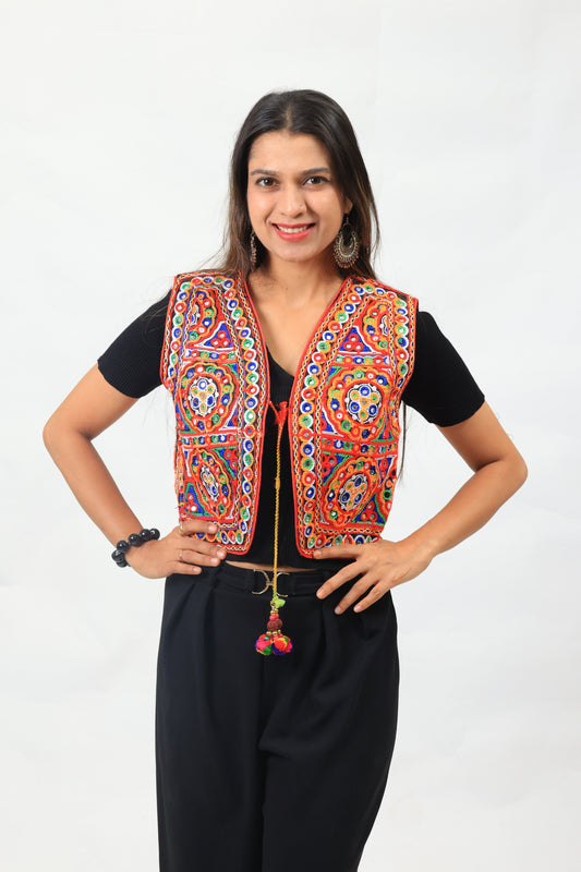 Traditional Gujarati Mirror Work Koti – Embroidered Festival Jacket for Couple