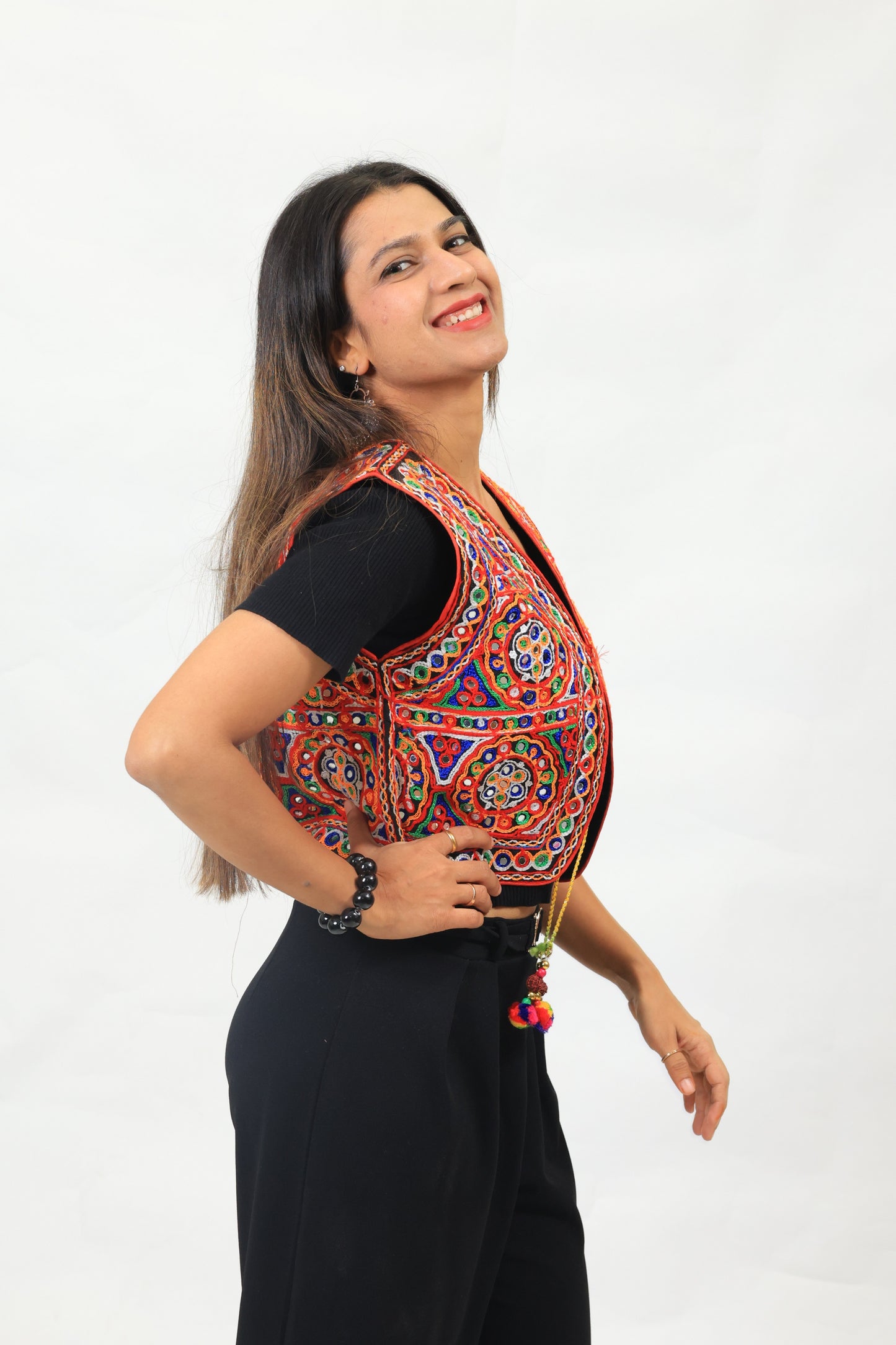 Traditional Gujarati Mirror Work Koti – Embroidered Festival Jacket for Couple