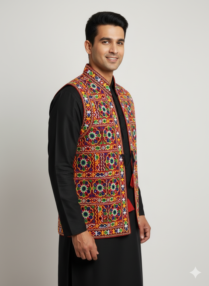 Couple'S Navratri Garba Night Jacket – Kutchi Mirror Embroidered Ethnic Koti