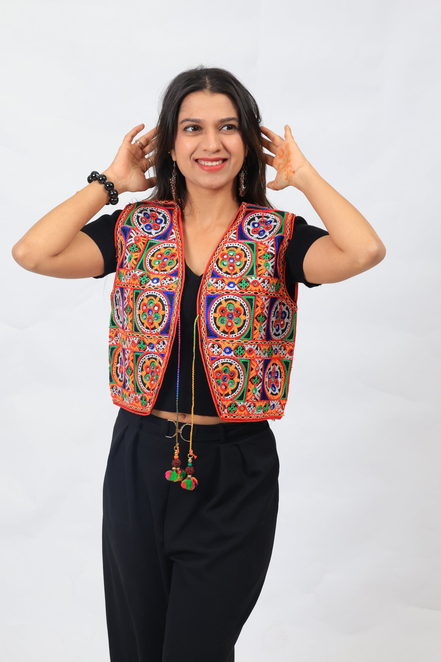 Couple's Navratri Mirror Embroidered Kutchi Koti – Traditional Festival Jacket