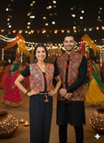 Traditional Gujarati Mirror Work Koti – Embroidered Festival Jacket for Couple